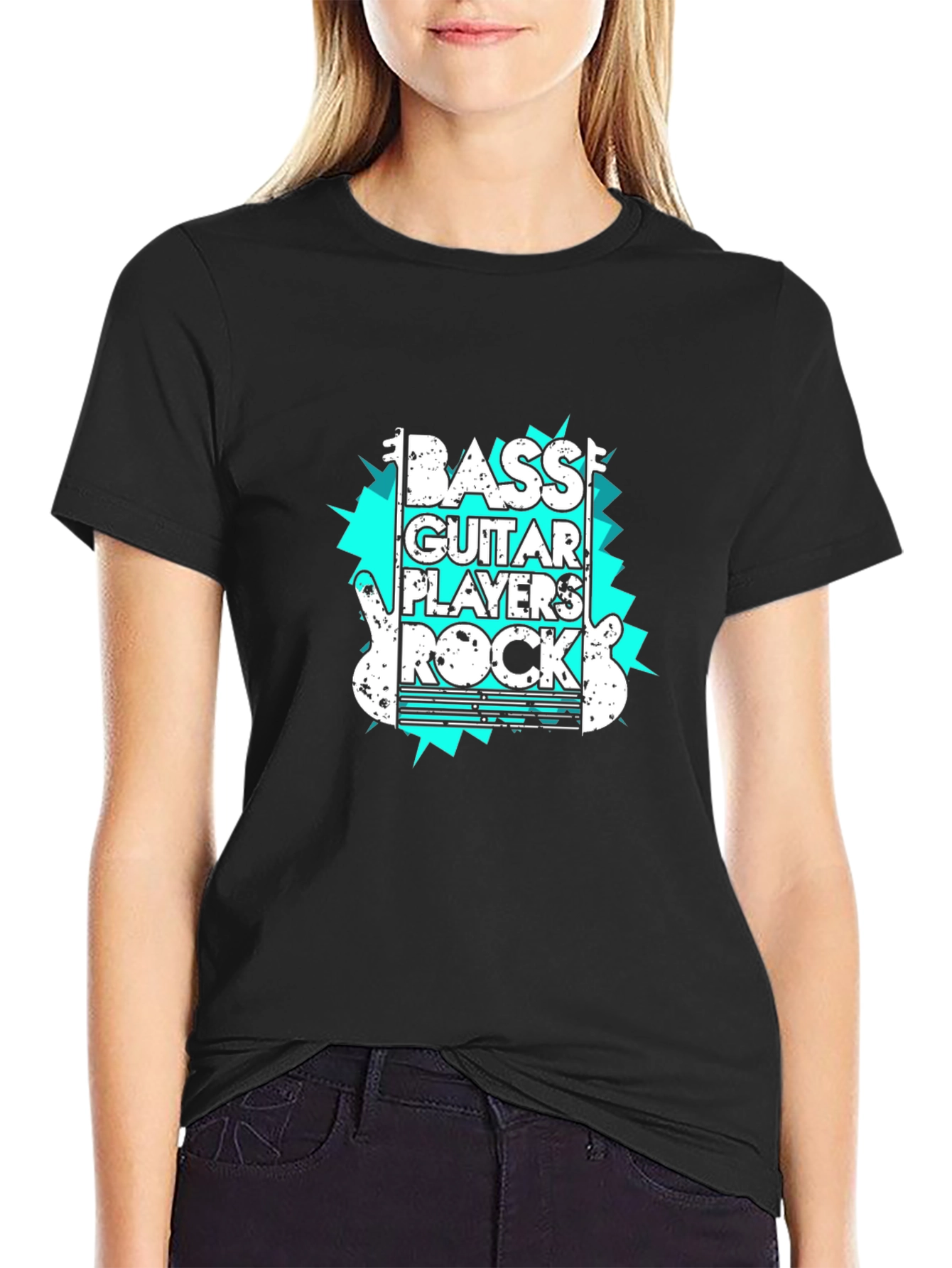 Black Bass Guitar Players Rock Graphic Tee view 2