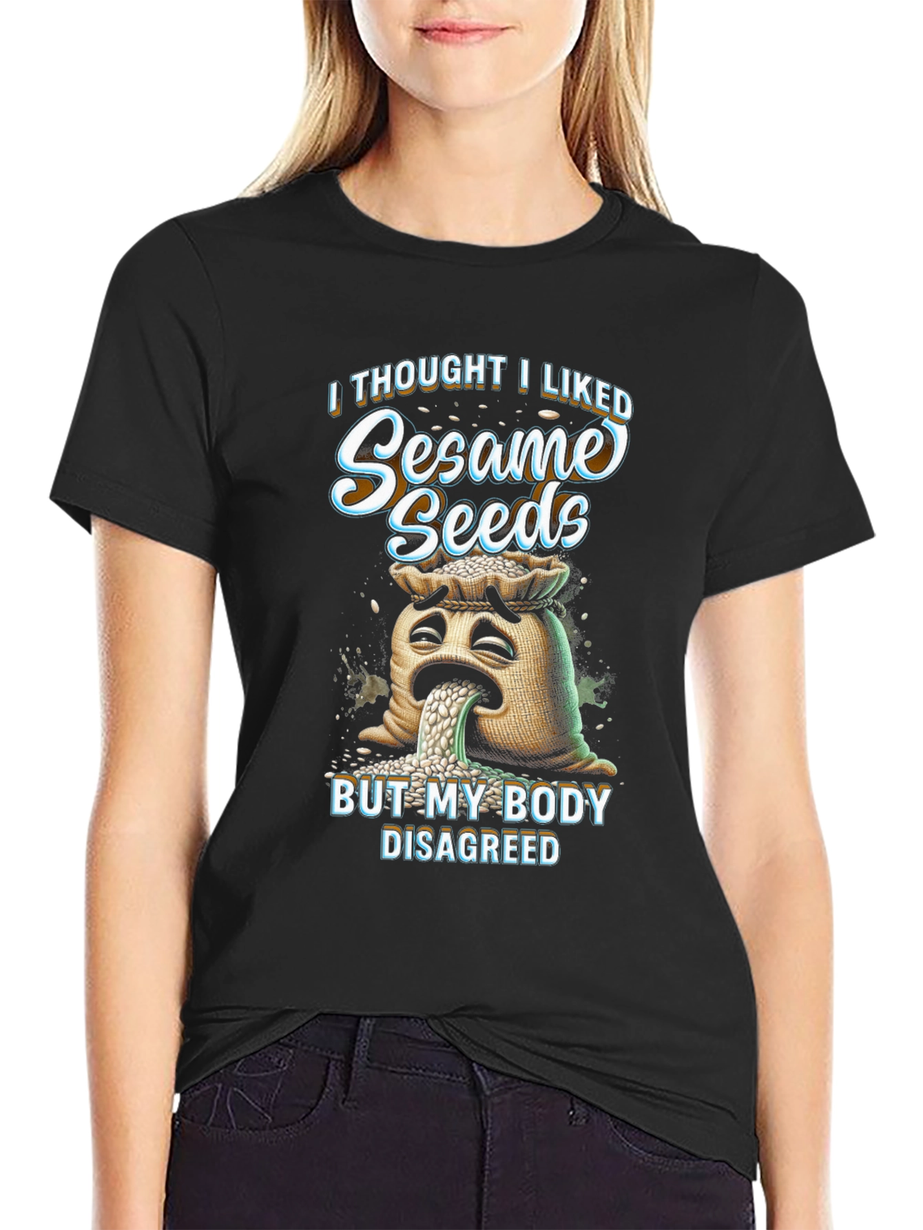 Black Sesame Seed Allergy T-Shirt view 2