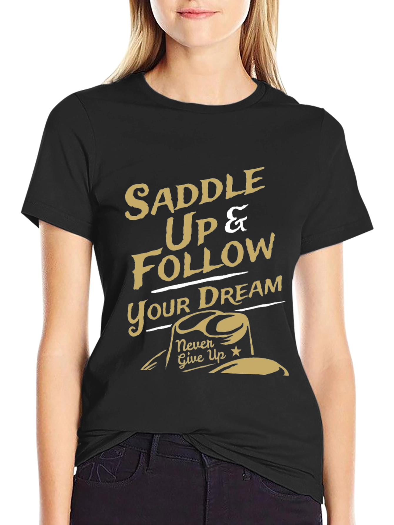 Black Saddle Up & Follow Your Dream Graphic Tee view 2