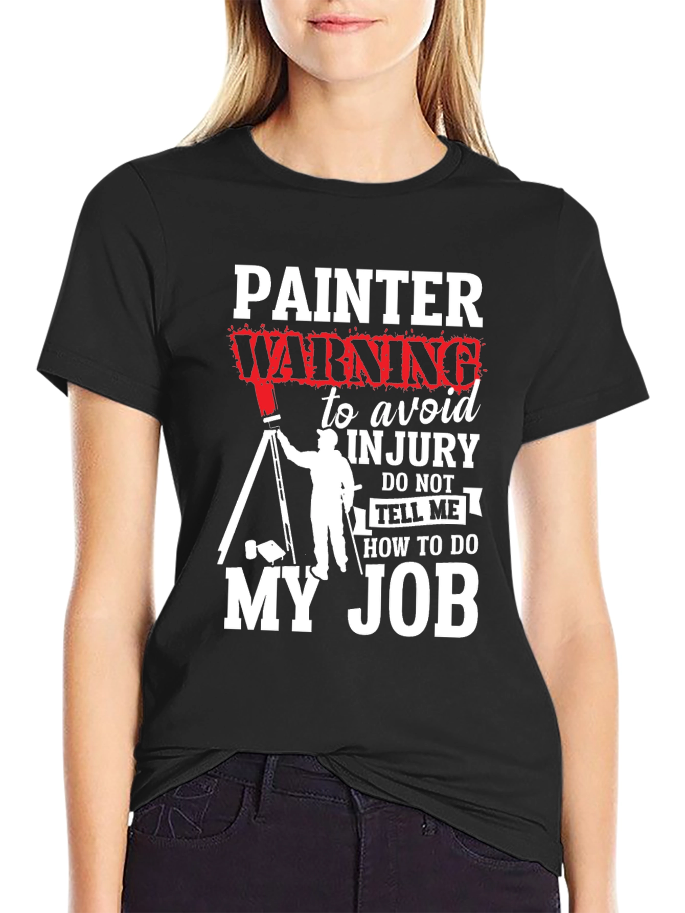 Black Painter Warning Graphic T-Shirt view 2