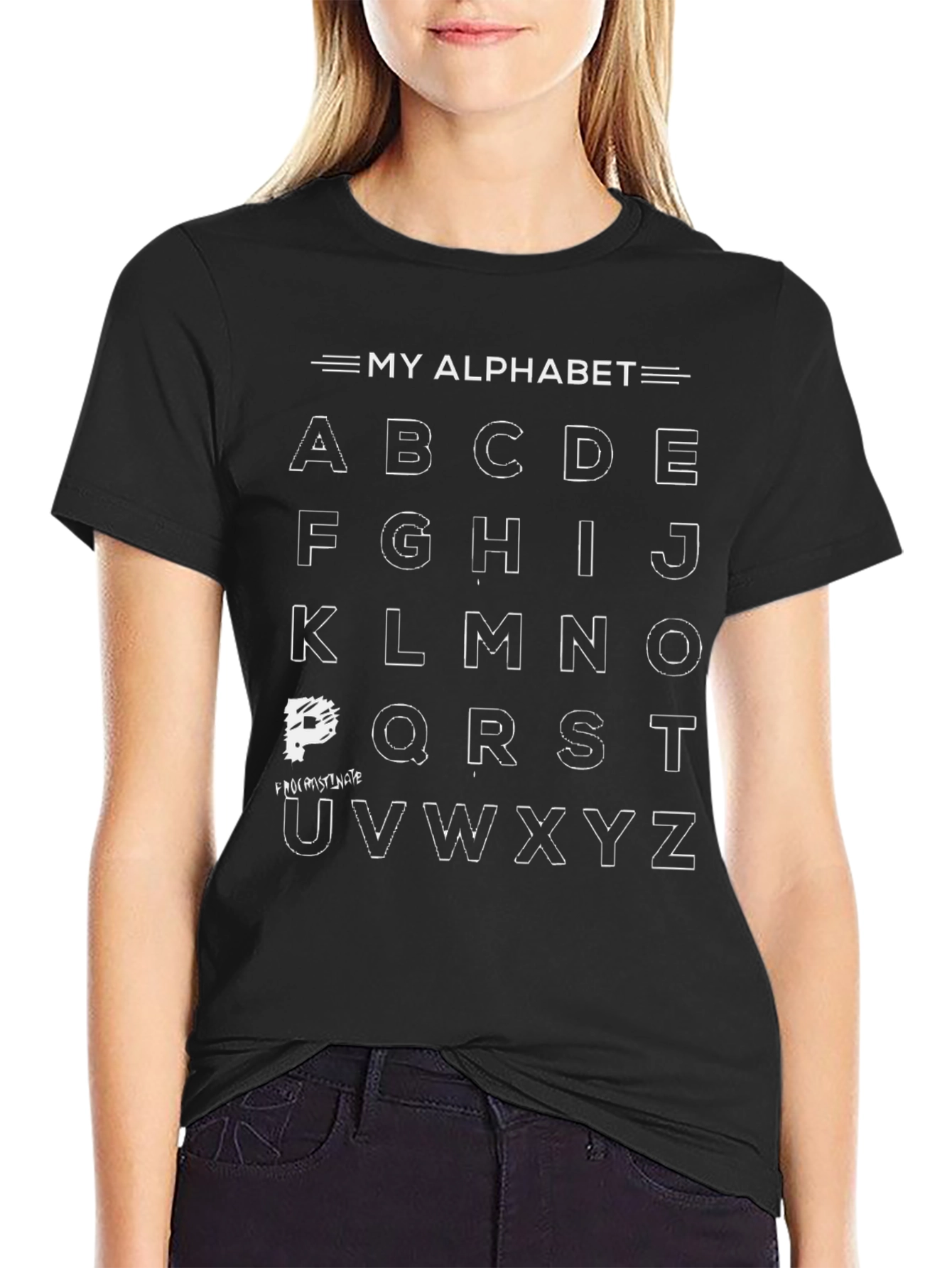 Black My Alphabet T-Shirt - Fun Graphic Tee view 2