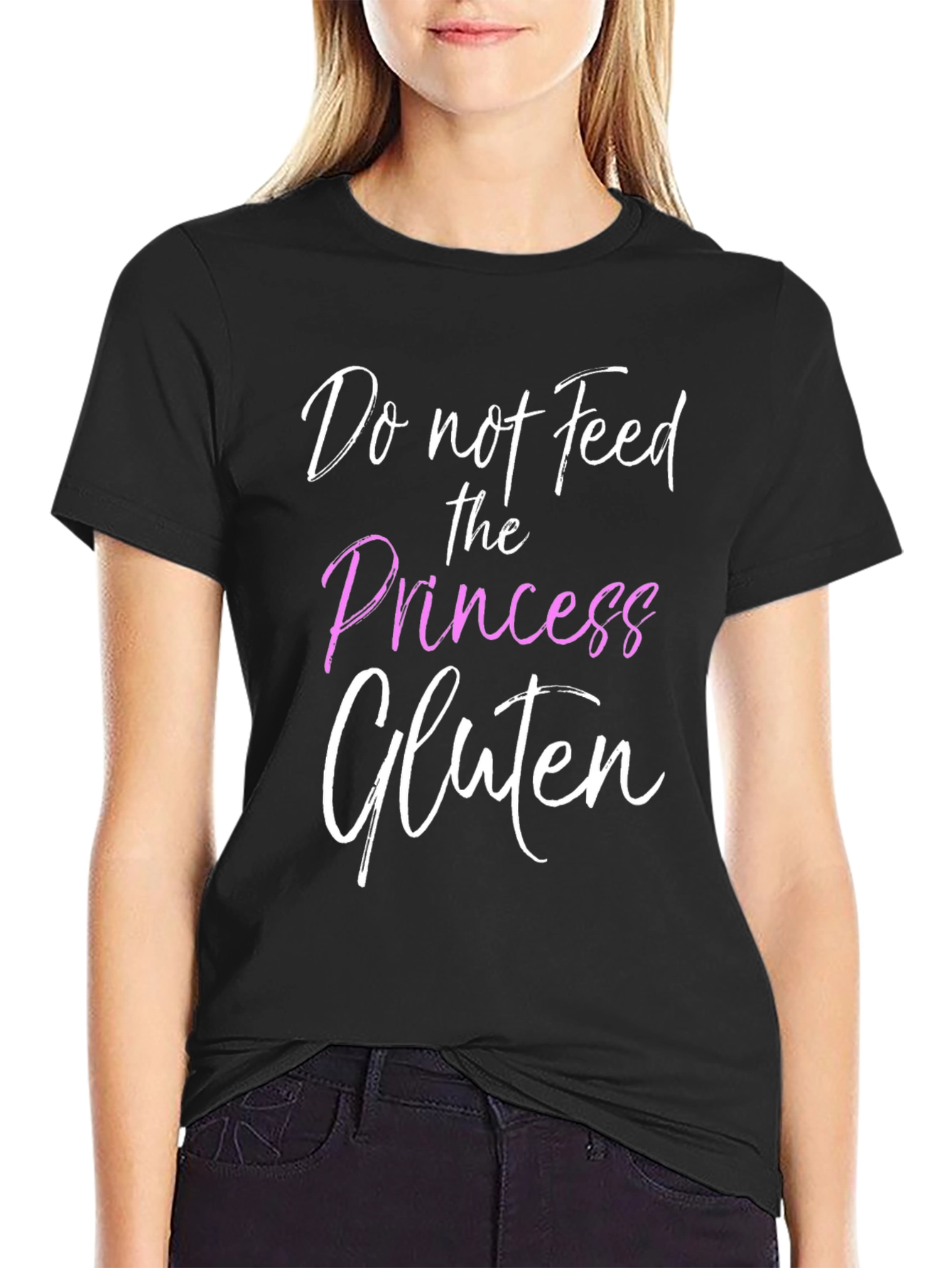 Black Do Not Feed the Princess Gluten T-Shirt view 2