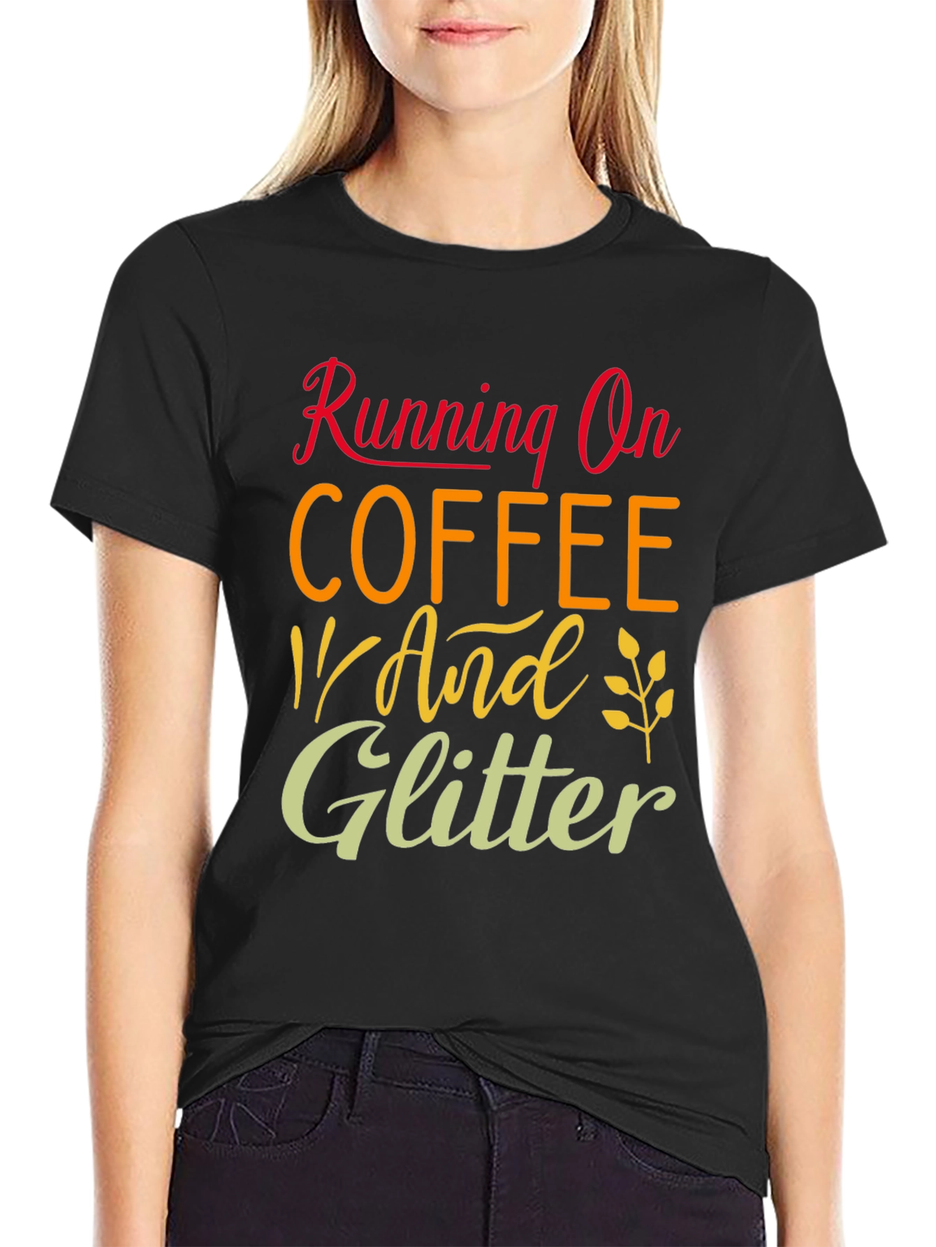 Black Running on Coffee and Glitter T-Shirt view 2