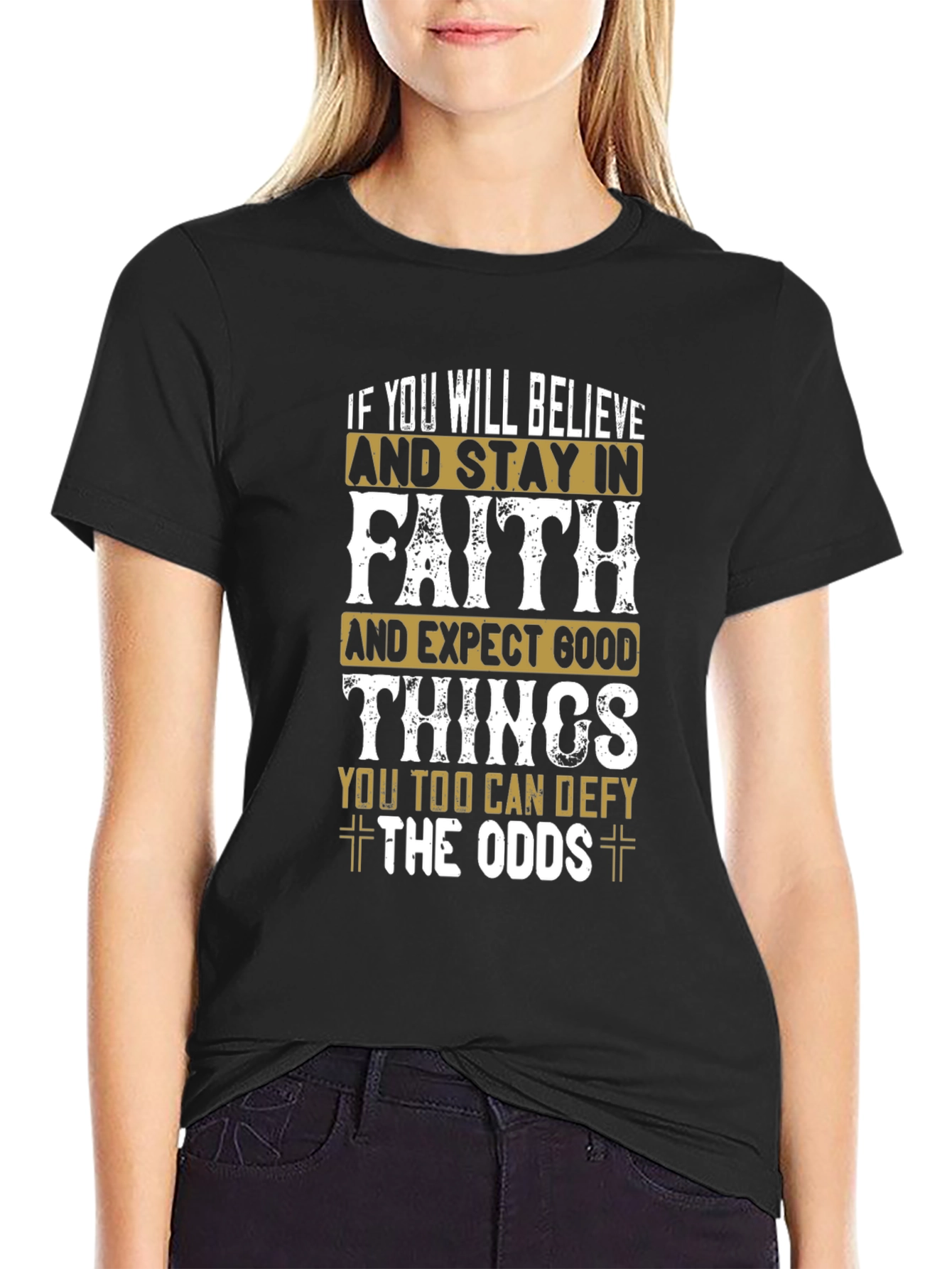 Black Faith Over Odds Graphic Tee - Believe & Defy view 2