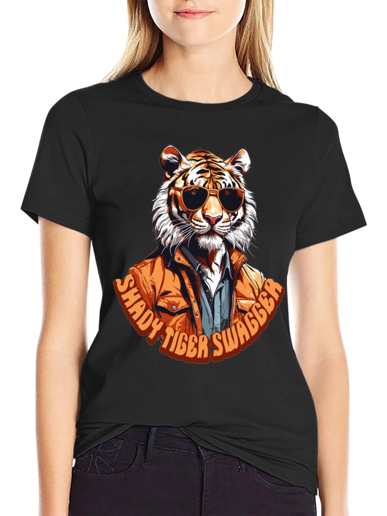 Black Shady Tiger Swagger T-Shirt view 2