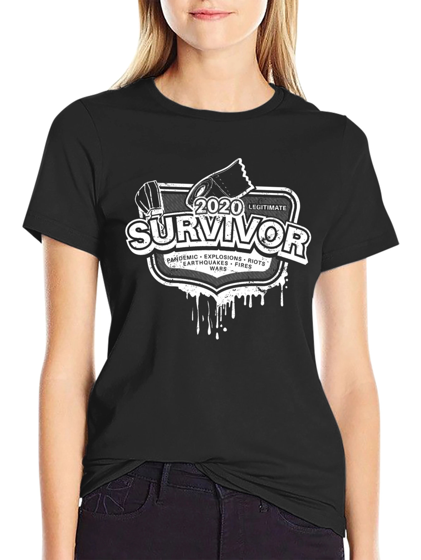 Black 2020 Survivor Novelty Graphic T-Shirt view 2