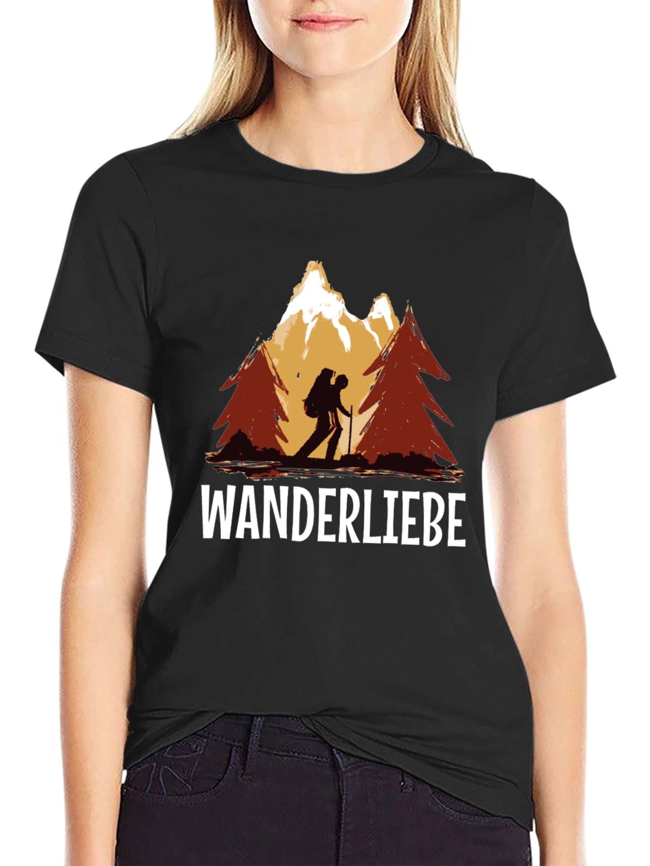 Black Wanderliebe Hiking T-Shirt - Mountain Adventure view 2