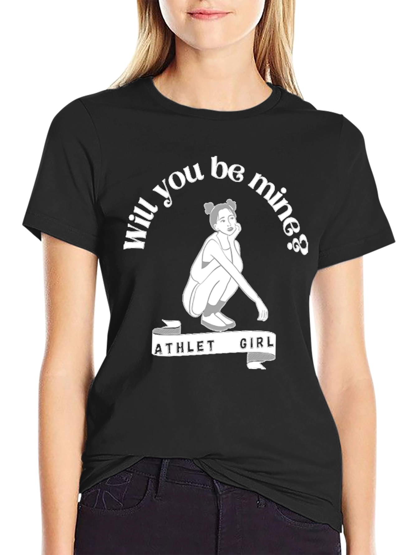 Black Athlete Girl Will You Be Mine T-Shirt view 2