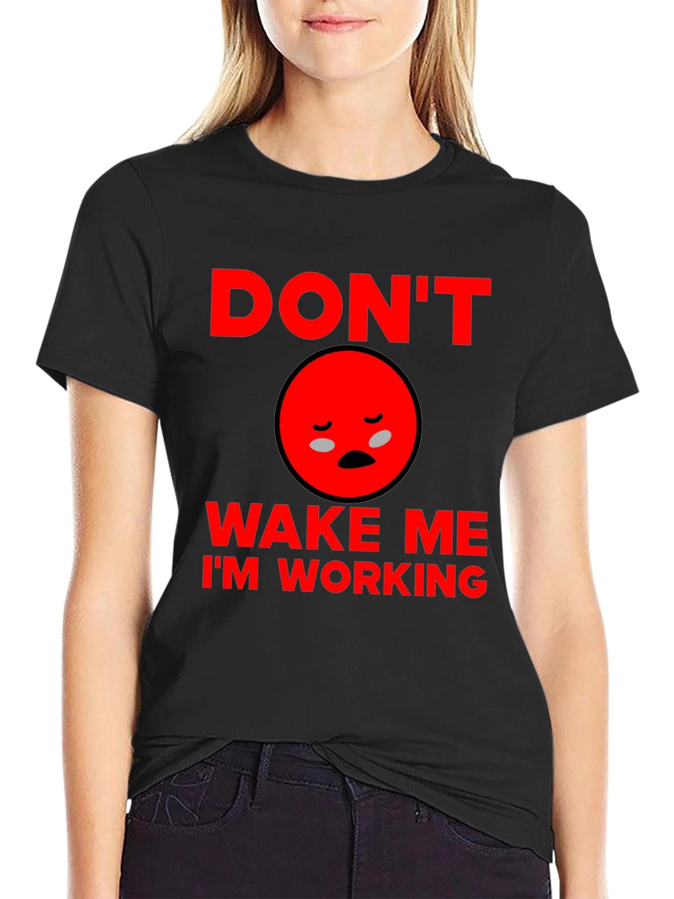 Black Don't Wake Me I'm Working Funny Graphic Tee view 2