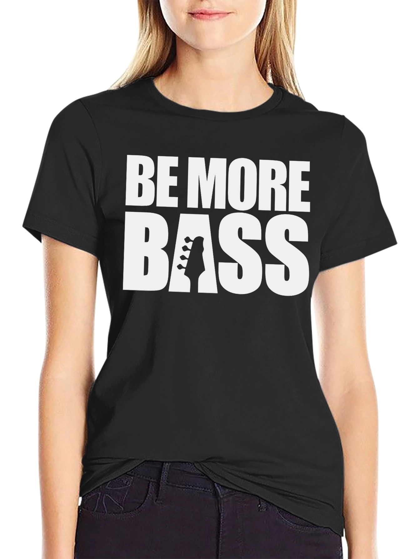 Black Be More Bass T-Shirt | Bass Guitar Music Shirt view 2