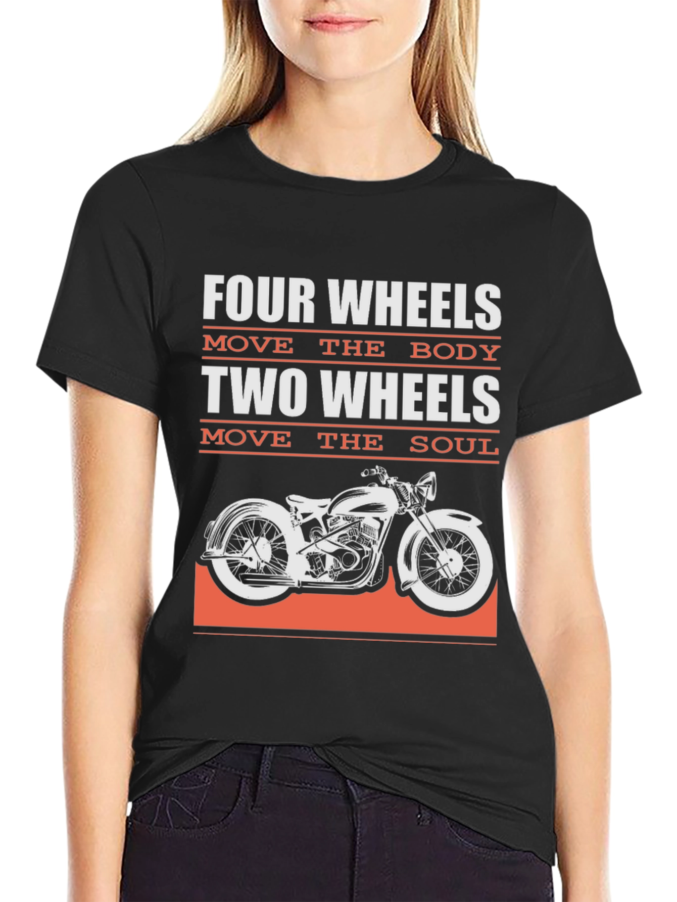 Black Two Wheels Move the Soul Graphic Tee view 2