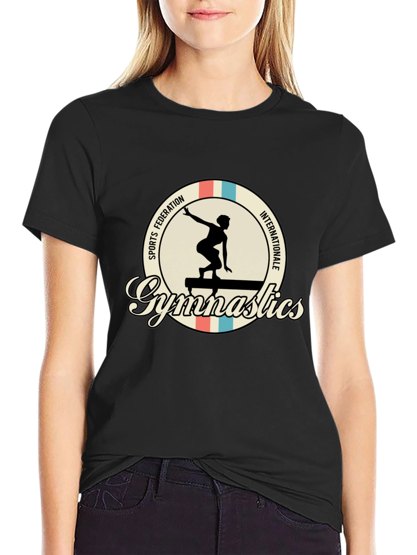 Black Gymnastics T-Shirt: Sports Federation Internationale view 2
