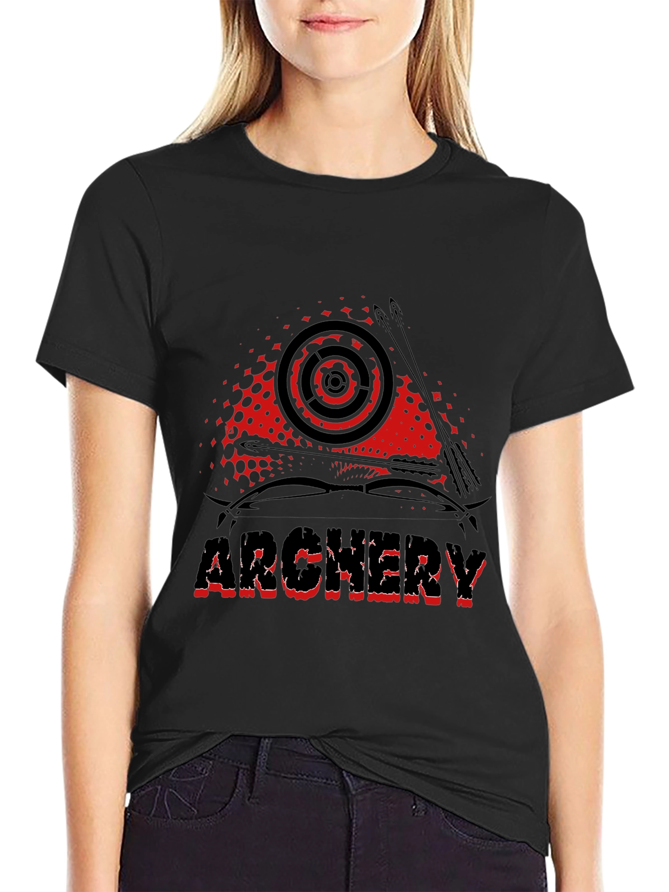 Black Archery Graphic Tee - Black Cotton Casual T-Shirt view 2