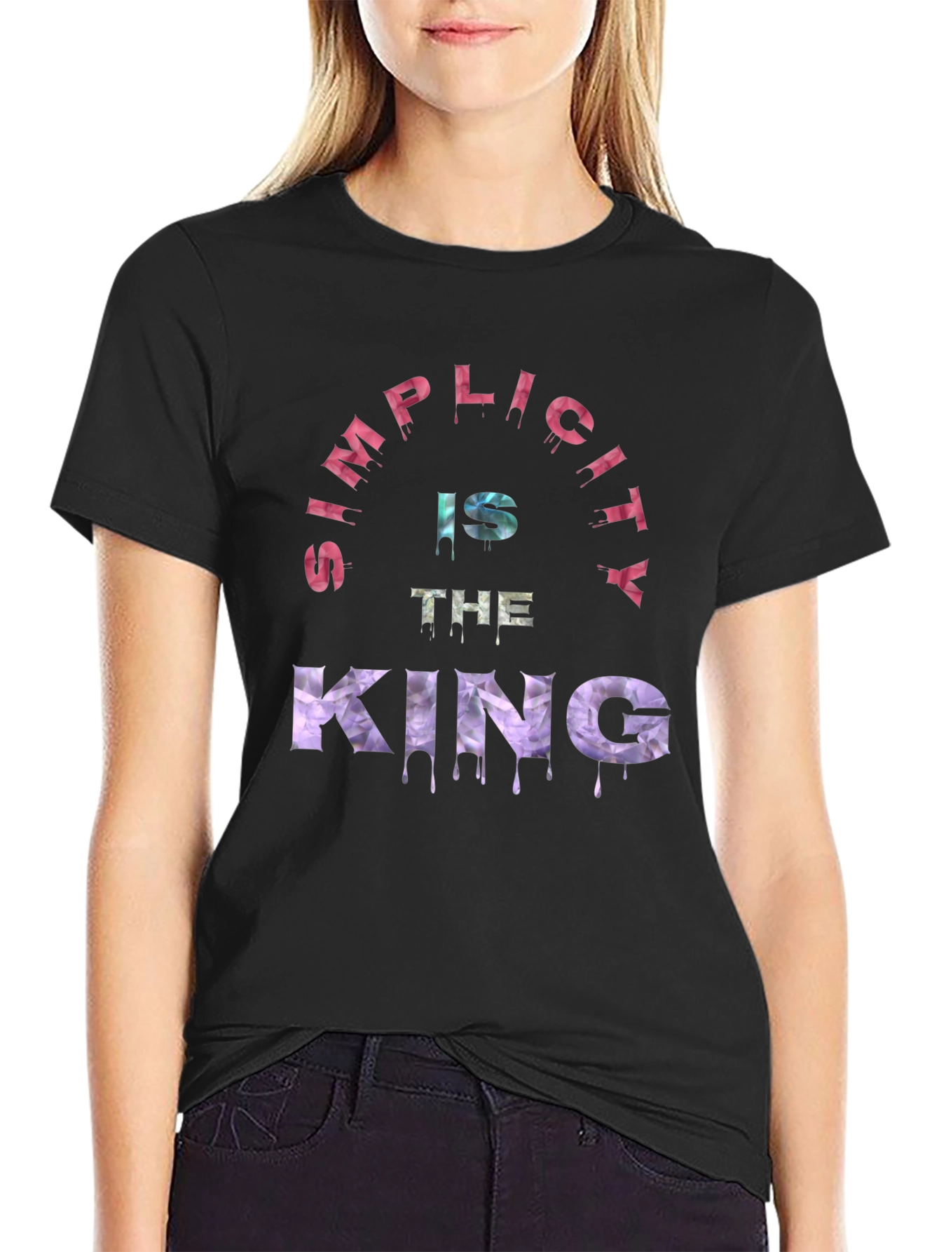 Black Simplicity is the King Graphic T-Shirt view 2