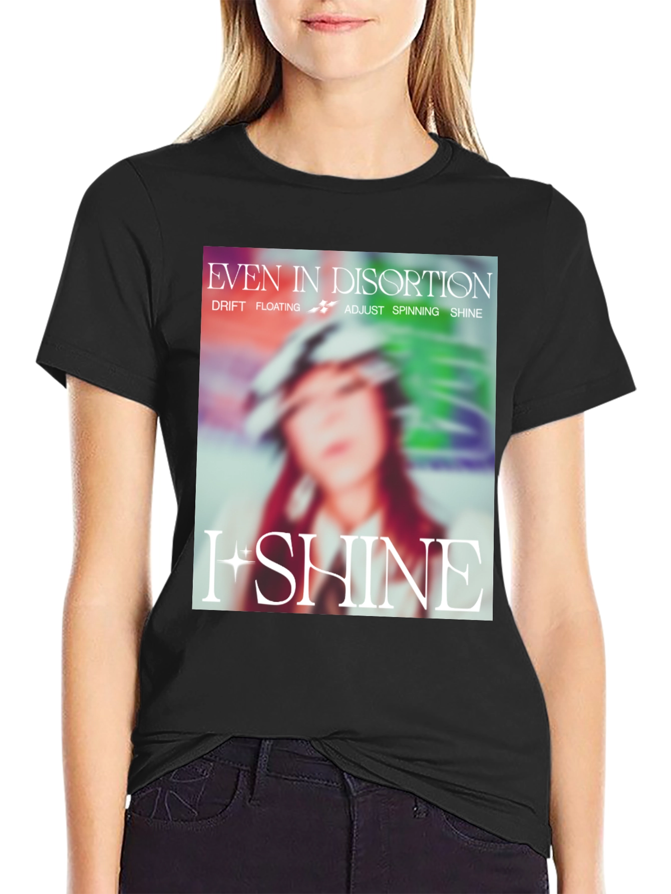 Black Even in Distortion I Shine Black T-Shirt view 2