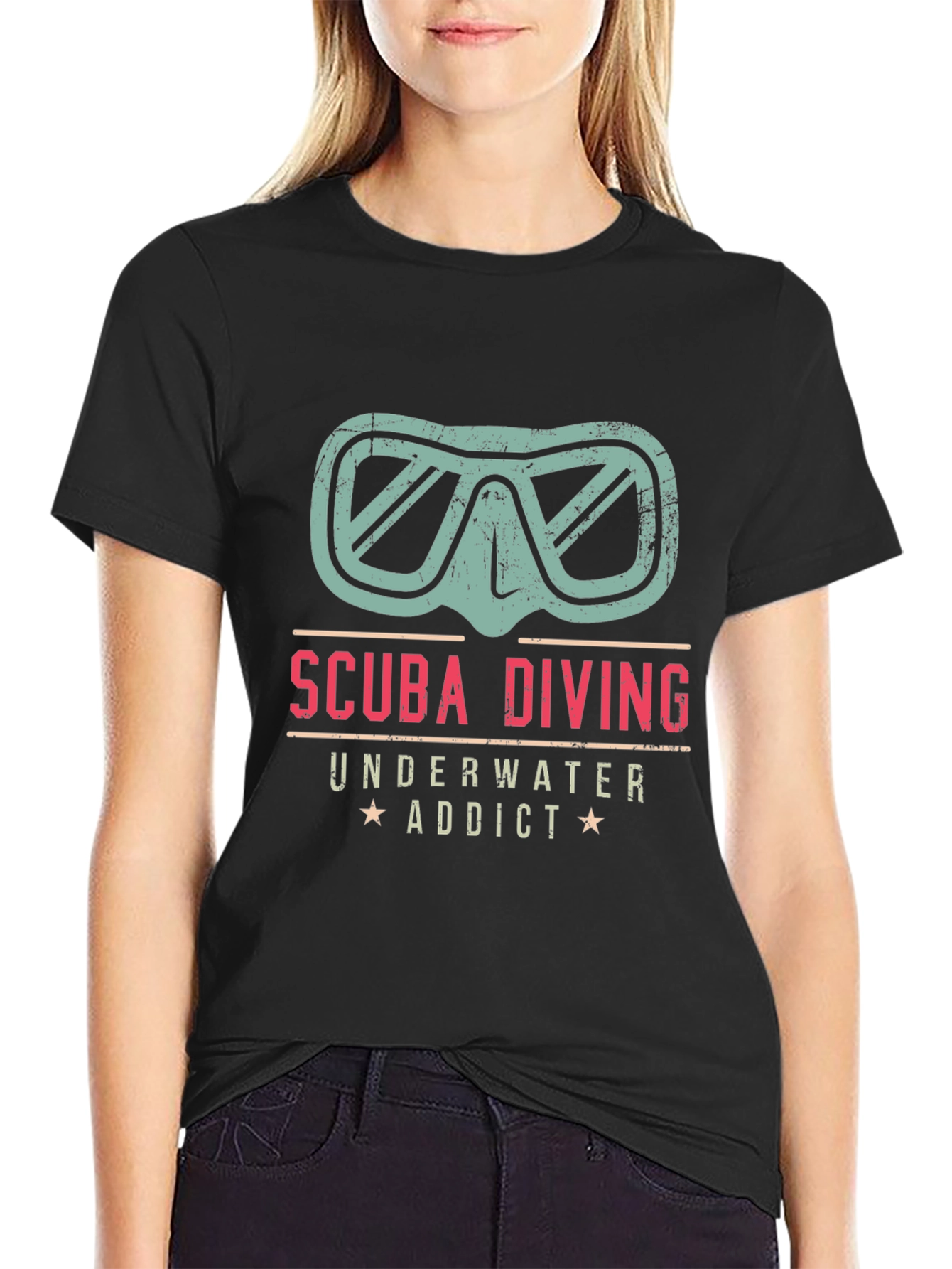 Black Scuba Diving Underwater Addict T-Shirt view 2