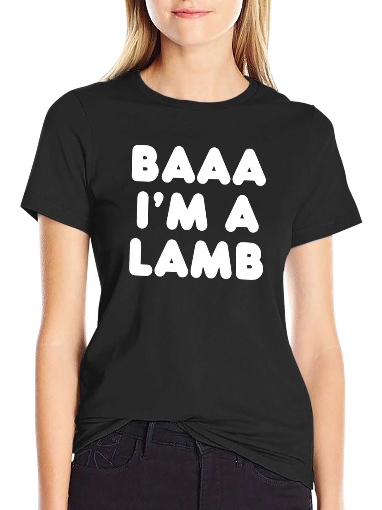 Black BAAA I'M A LAMB Black T-Shirt - Funny Sheep Joke Humor Tee view 2