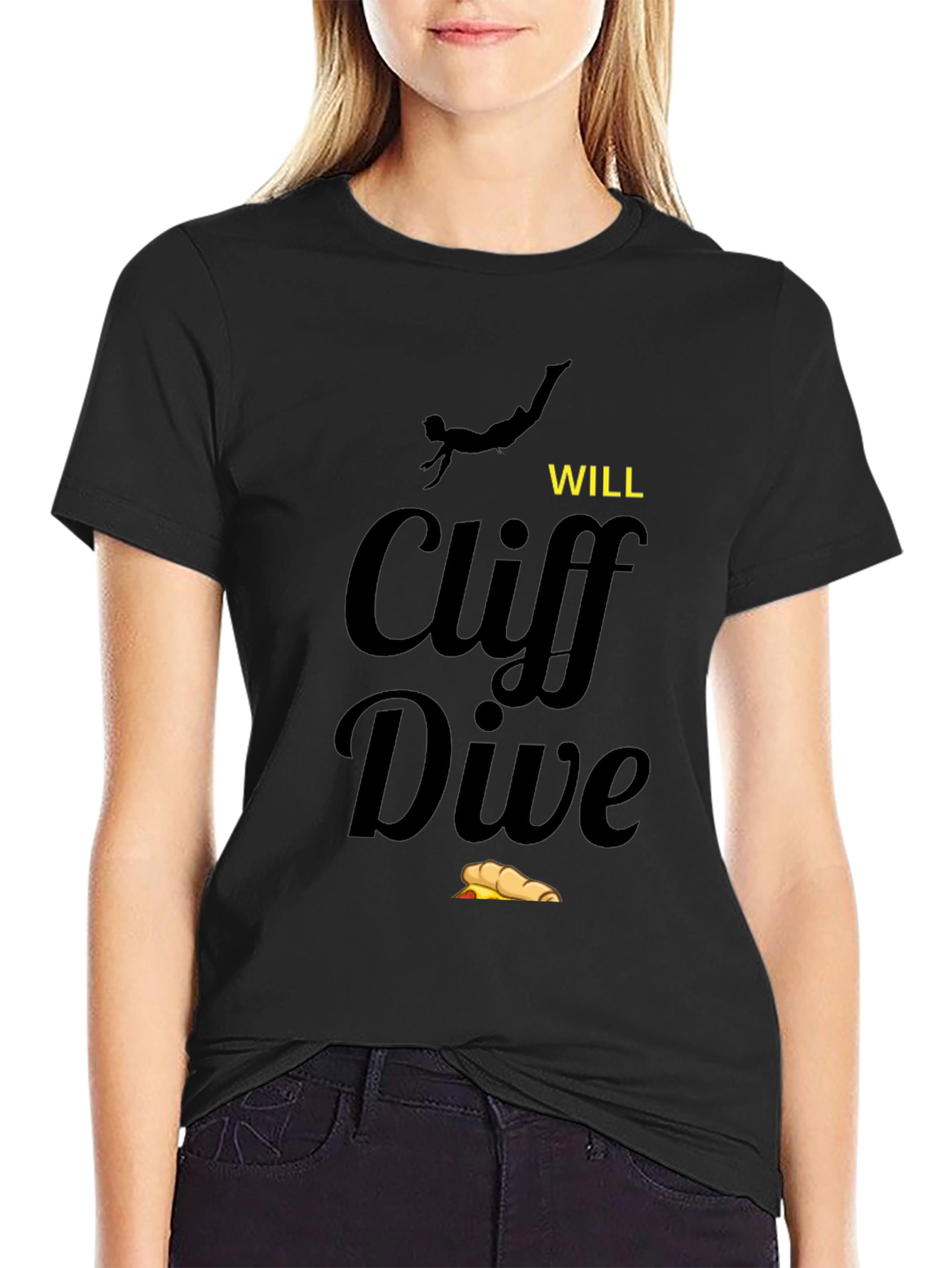 Black Cliff Dive T-Shirt - Novelty Humor Tee view 2
