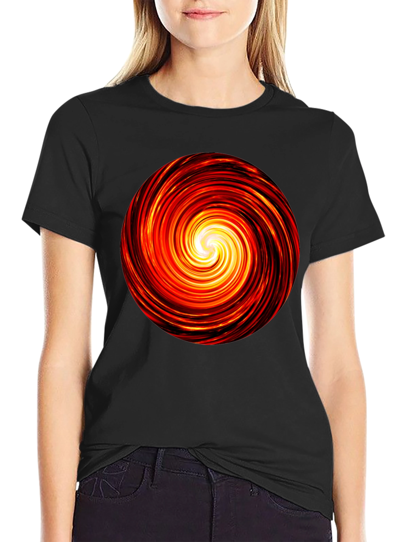 Black Fiery Vortex Black T-Shirt view 2