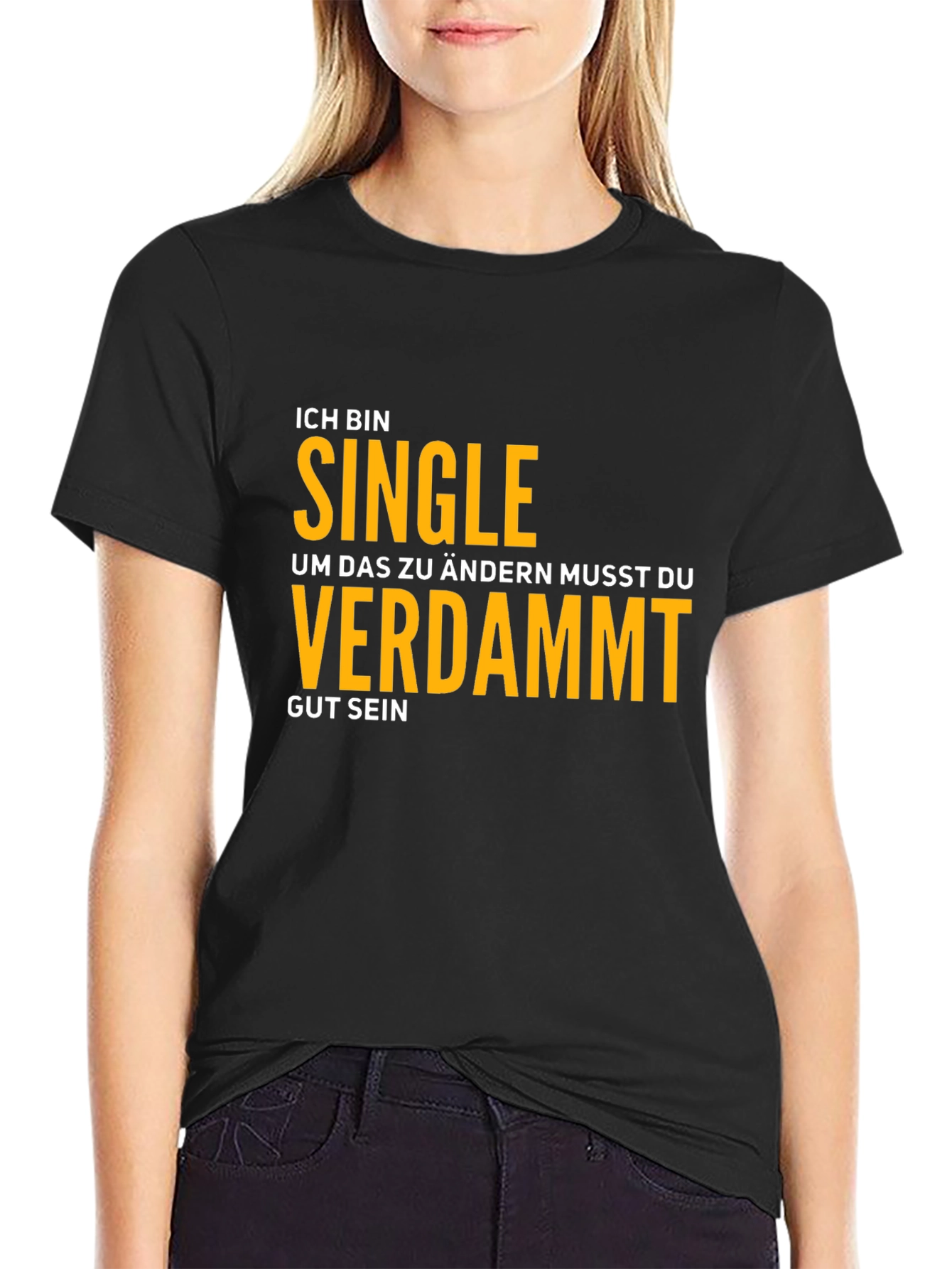 Black Ich Bin Single T-Shirt - Funny German Phrase Tee view 2