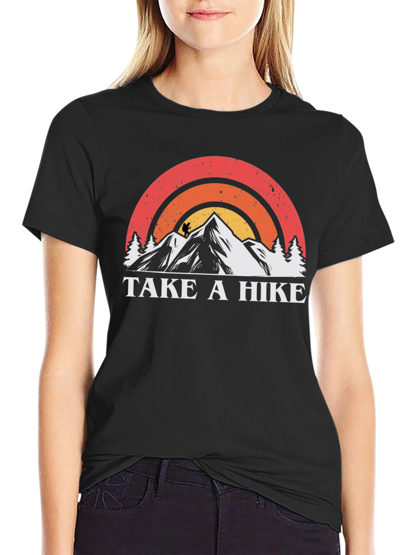 Black Take a Hike T-Shirt - Vintage Mountain Design view 2