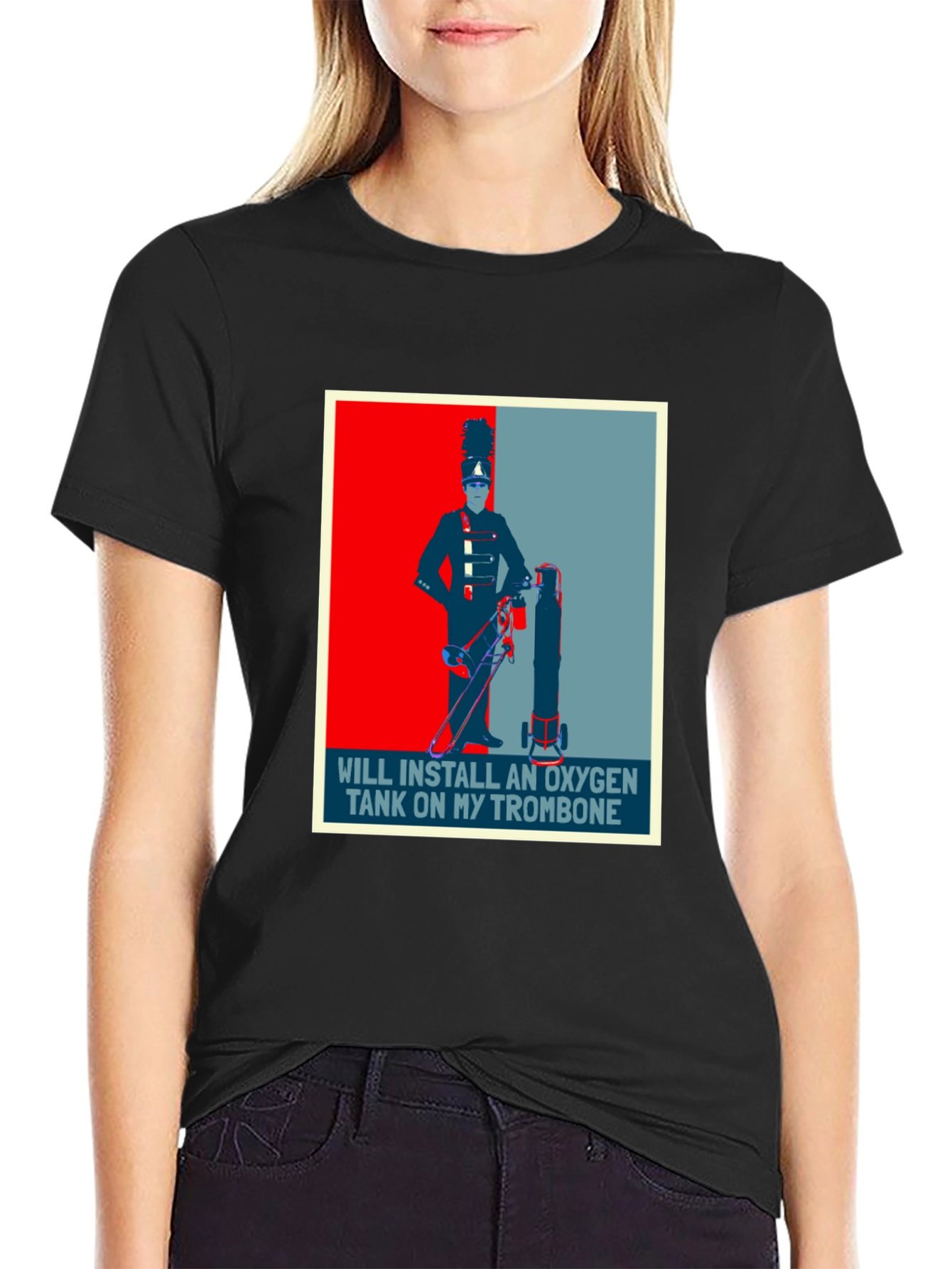 Black Oxygen Trombone T-Shirt - Band Humor Tee view 2