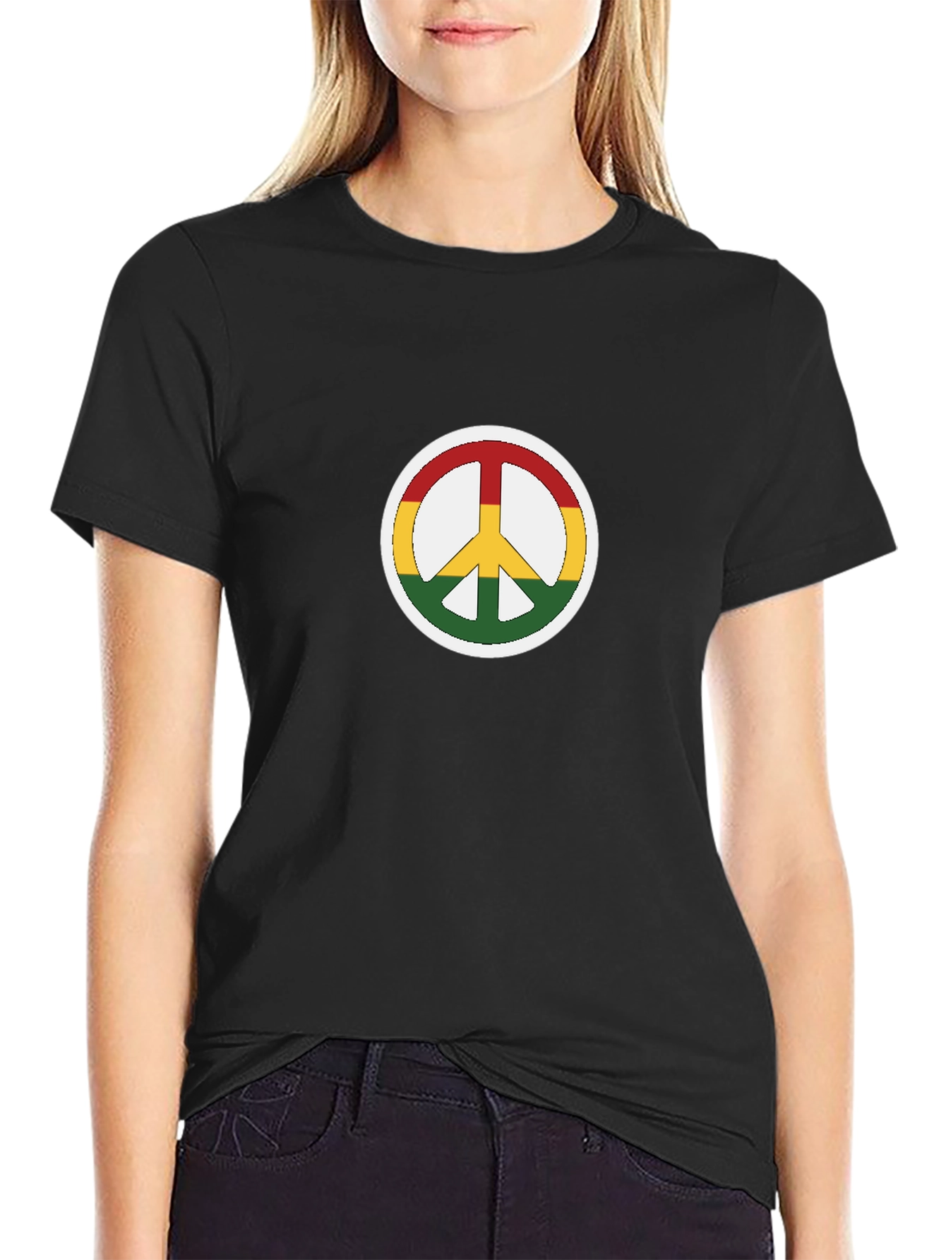 Black Rasta Peace Sign Graphic Tee view 2