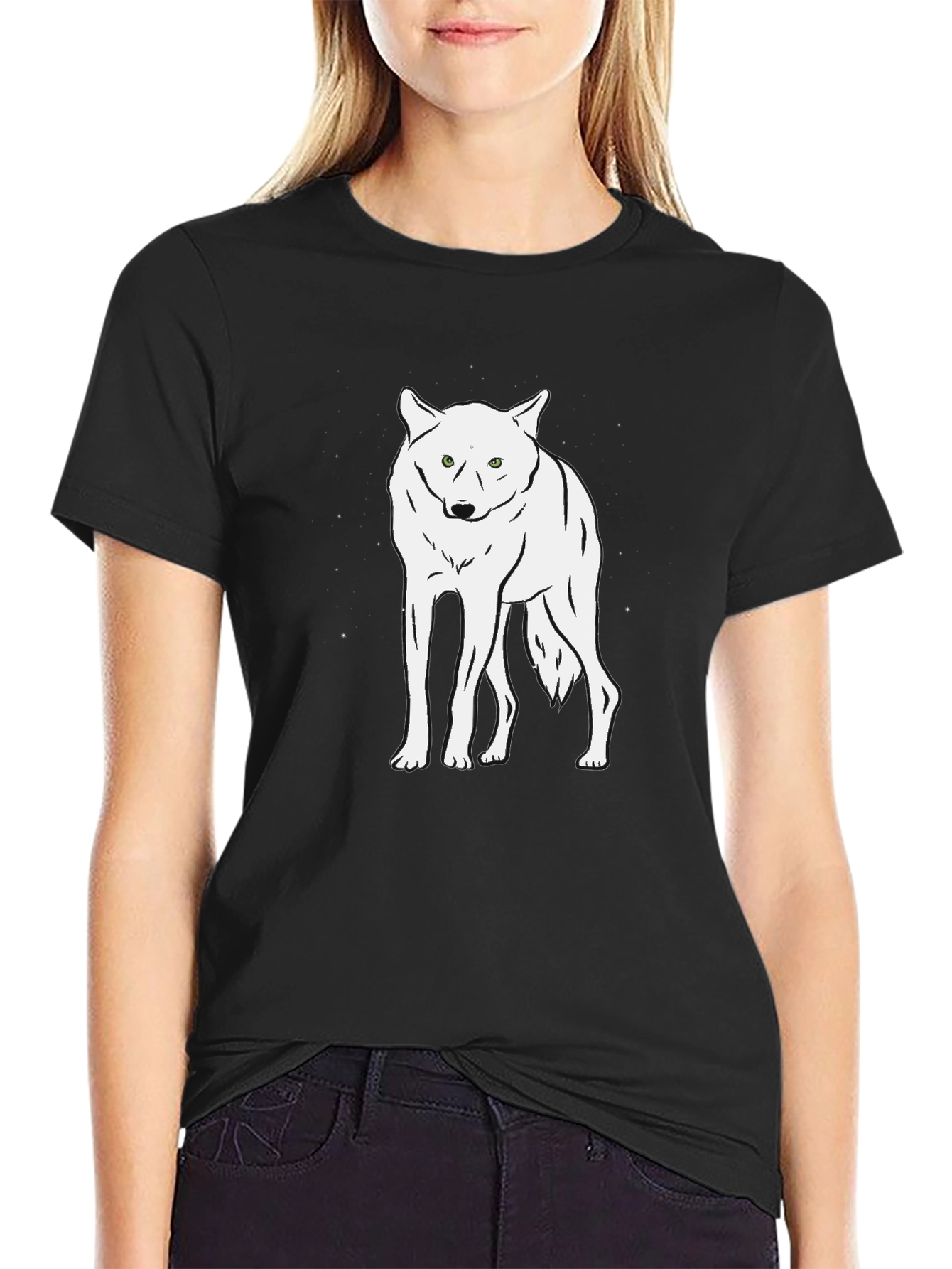 Black Black Wolf Graphic Tee - Stylish Casual Wear view 2