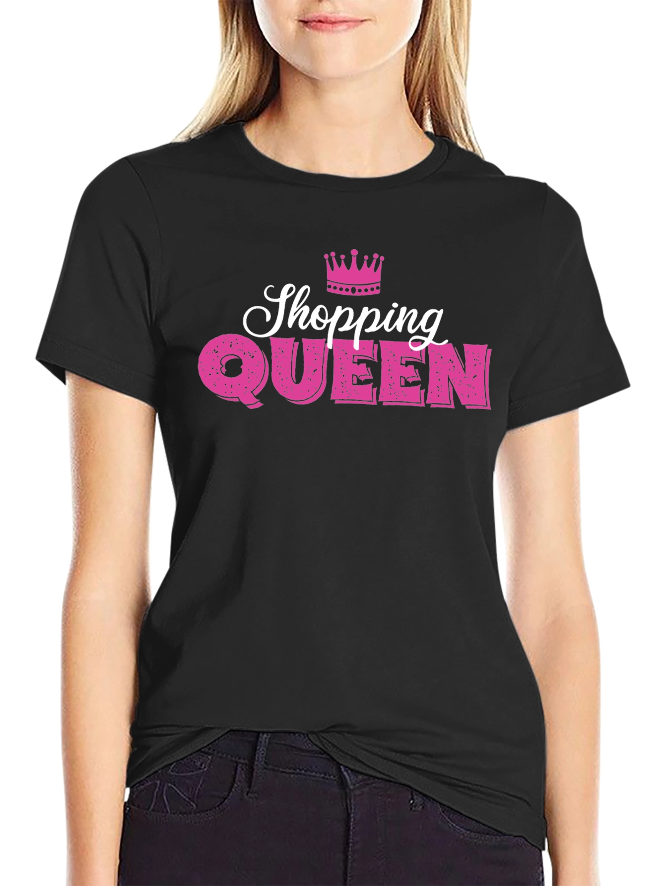 Black Shopping Queen T-Shirt - Stylish & Fun Design view 2