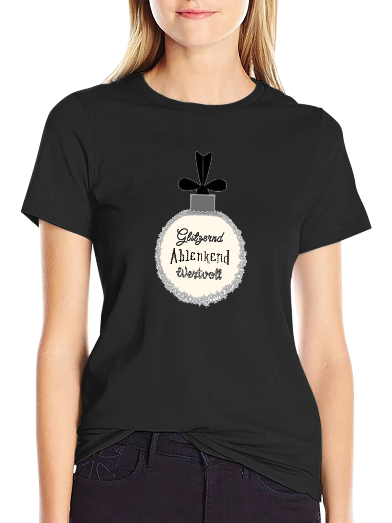 Black Gitzernd Ablenkend Wertvoll Christmas T-Shirt view 2
