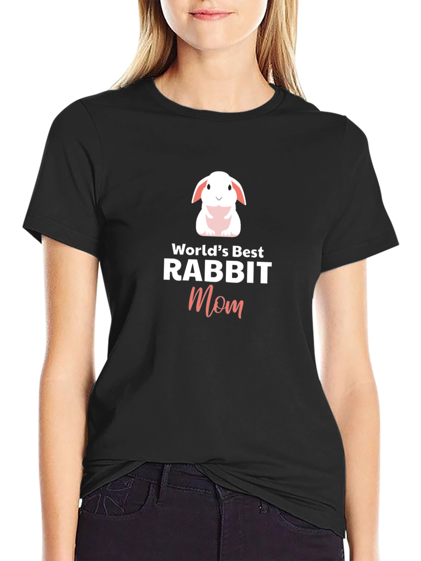Black World's Best Rabbit Mom T-Shirt view 2