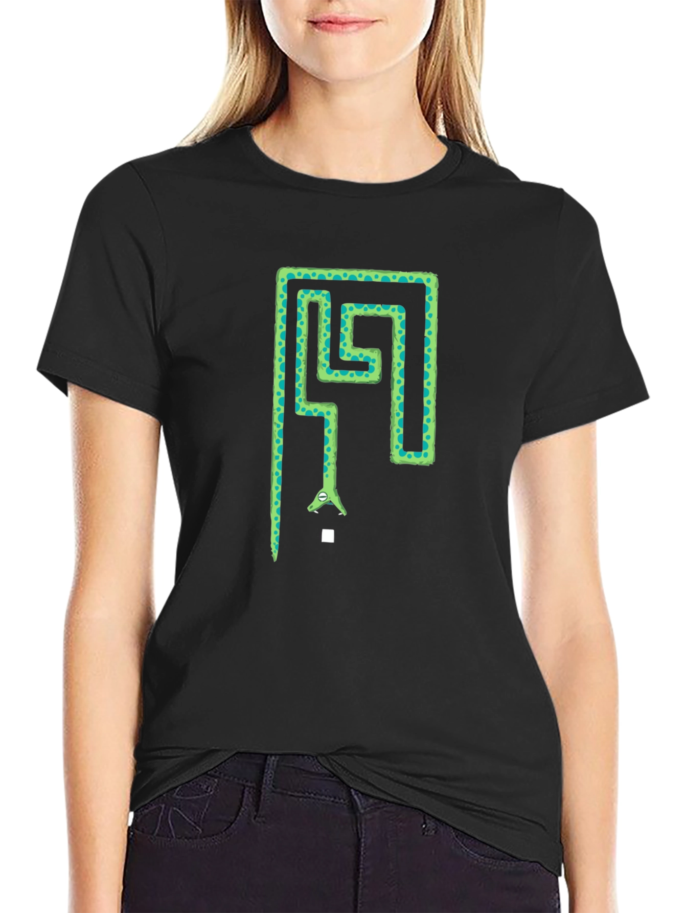 Snake Maze Graphic Tee - Black Cotton T-Shirt - 2