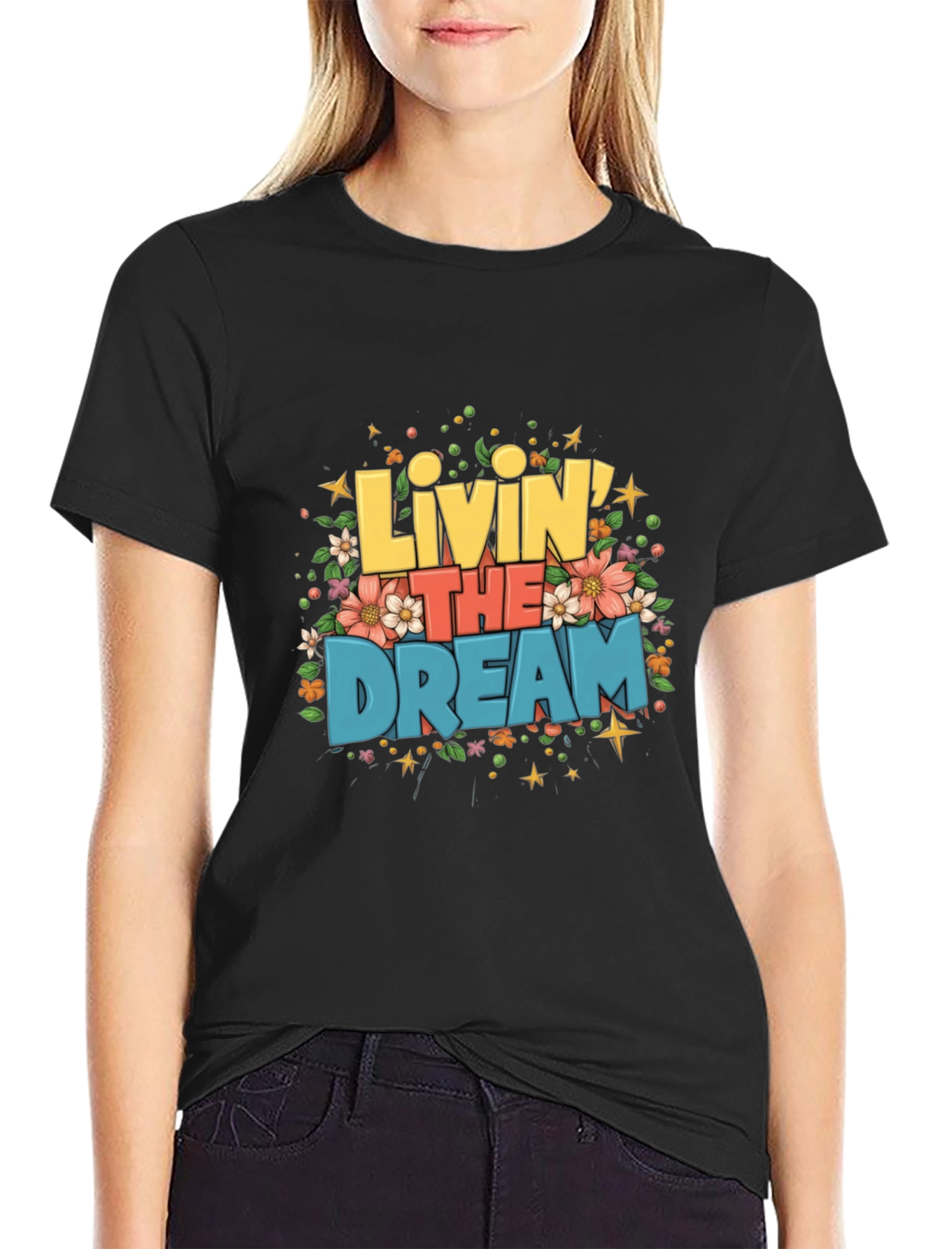 Black Livin' the Dream Graphic T-Shirt view 2
