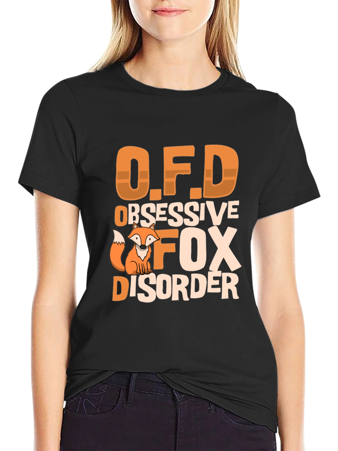 Black Obsessive Fox Disorder Black T-Shirt view 2
