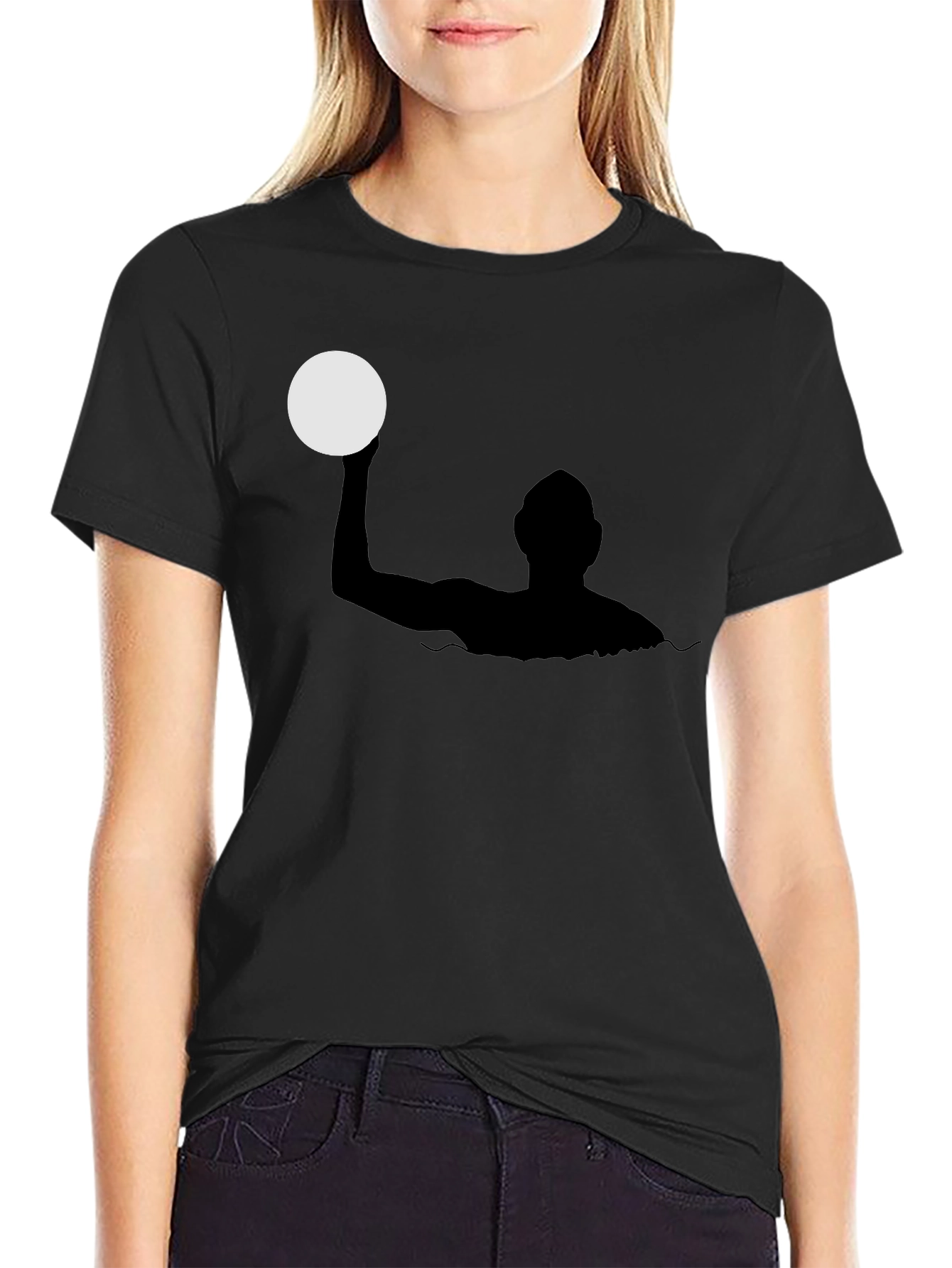 Black Water Polo Silhouette Black T-Shirt view 2
