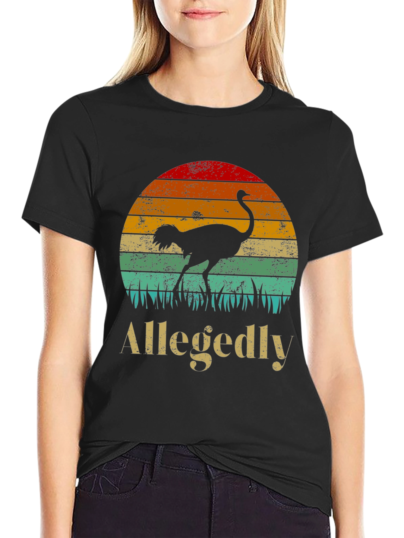 Black Allegedly Ostrich Sunset Graphic Tee view 2
