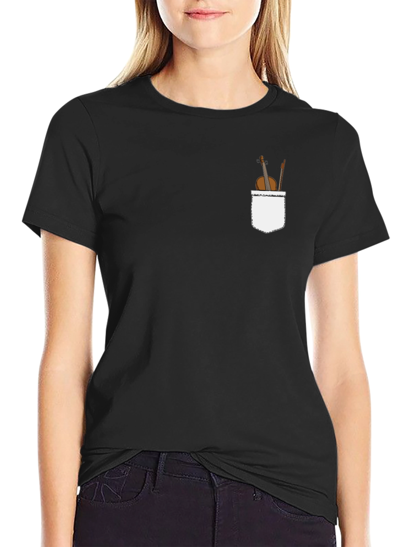 Black Violin Pocket Graphic Tee - Classic Black T-Shirt view 2