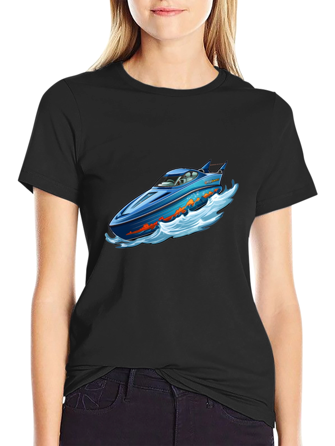 Black Blue Speedboat T-Shirt view 2