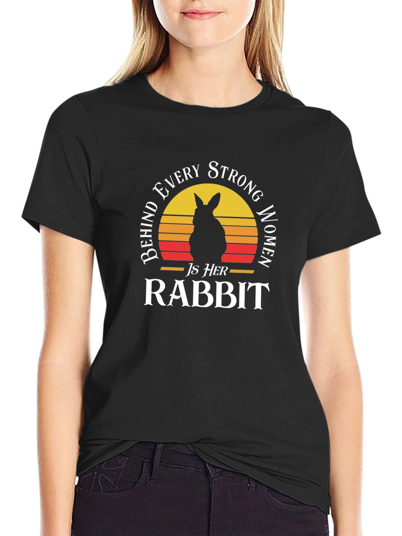 Black Behind Every Strong Woman Is Her Rabbit T-Shirt view 2