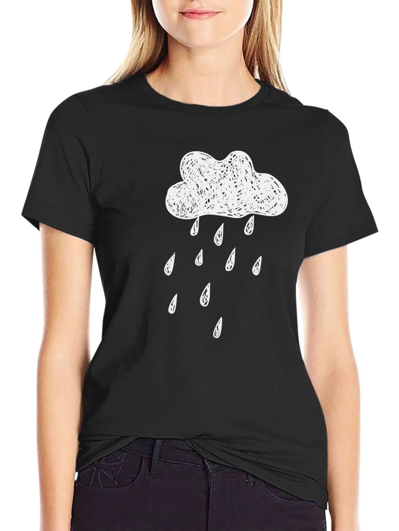 Black Rain Cloud Graphic T-Shirt - Black Cotton Tee view 2