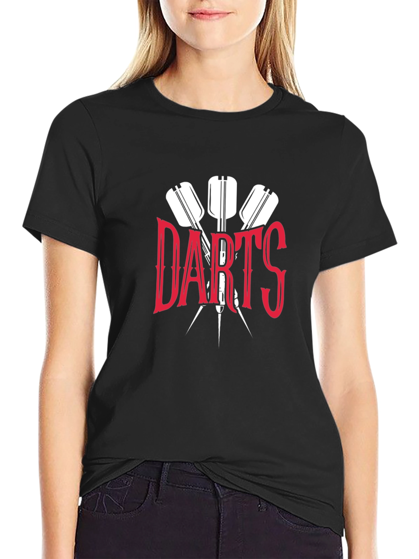 Black Darts Graphic T-Shirt - Black Casual Tee for Dart Players view 2