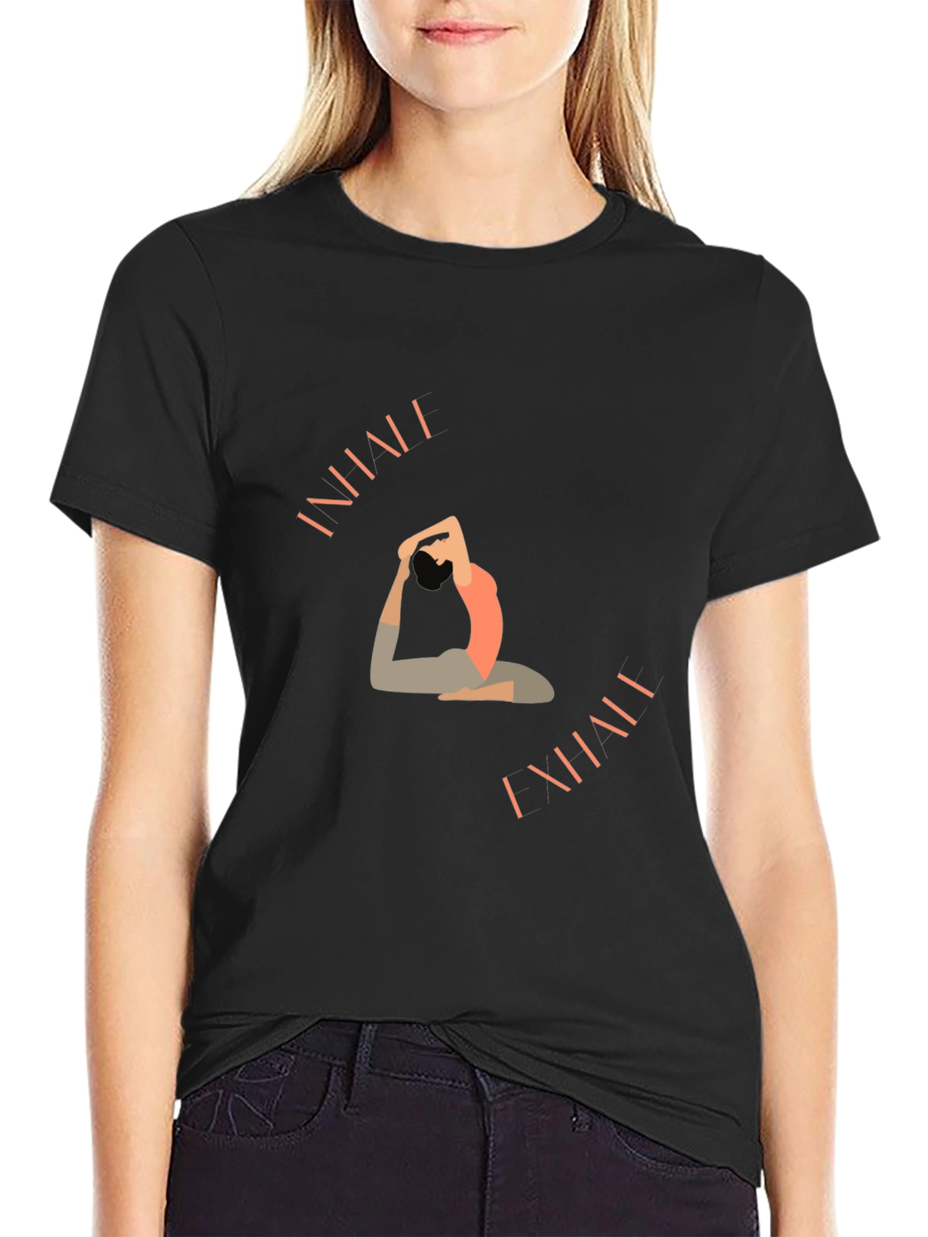 Black Yoga Pose Graphic T-Shirt - Black view 2