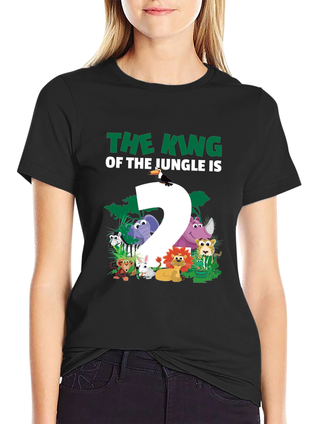 Black King of the Jungle Birthday T-Shirt - Two Year Old view 2