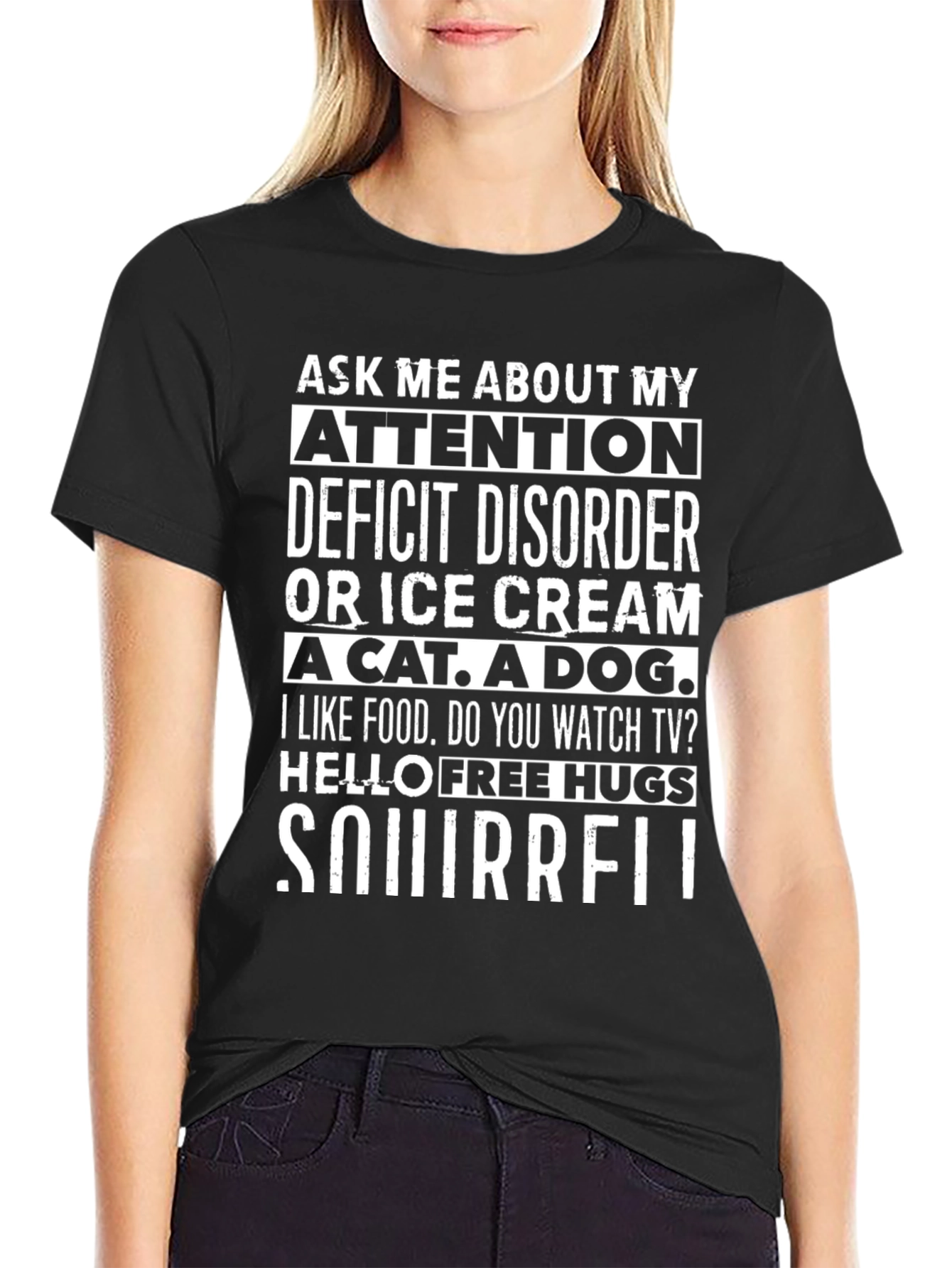 Black Funny Attention Deficit Disorder Novelty T-Shirt view 2