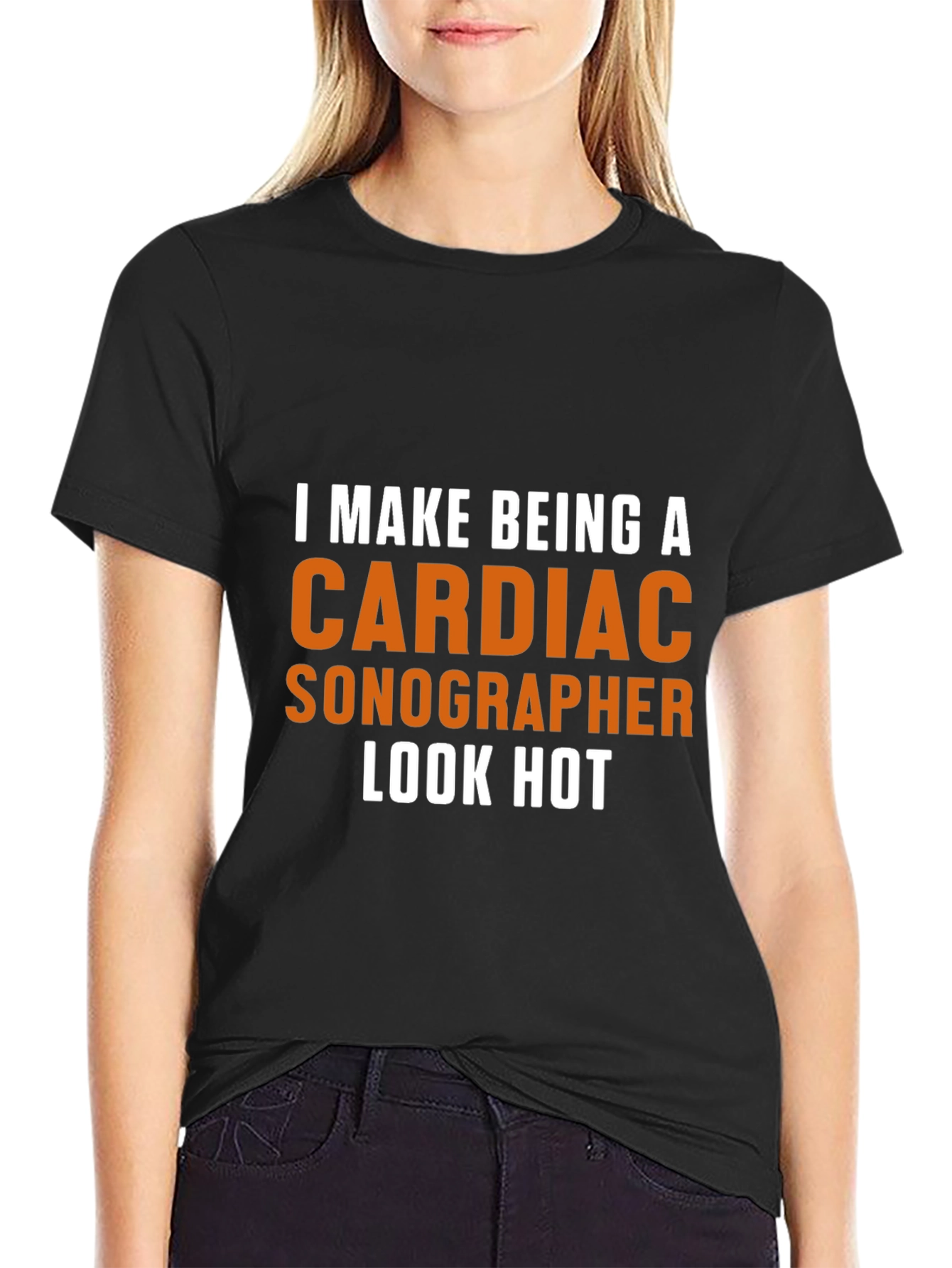 Black Cardiac Sonographer Tee - Makes Being One Look HOT! view 2
