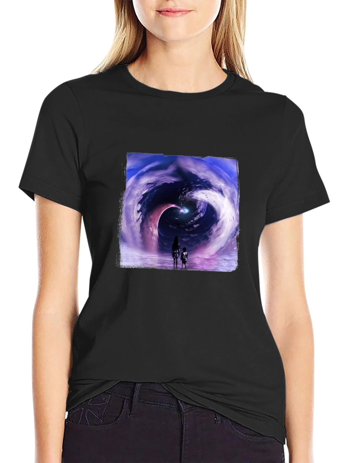 Black Cosmic Journey Graphic T-Shirt - Black view 2
