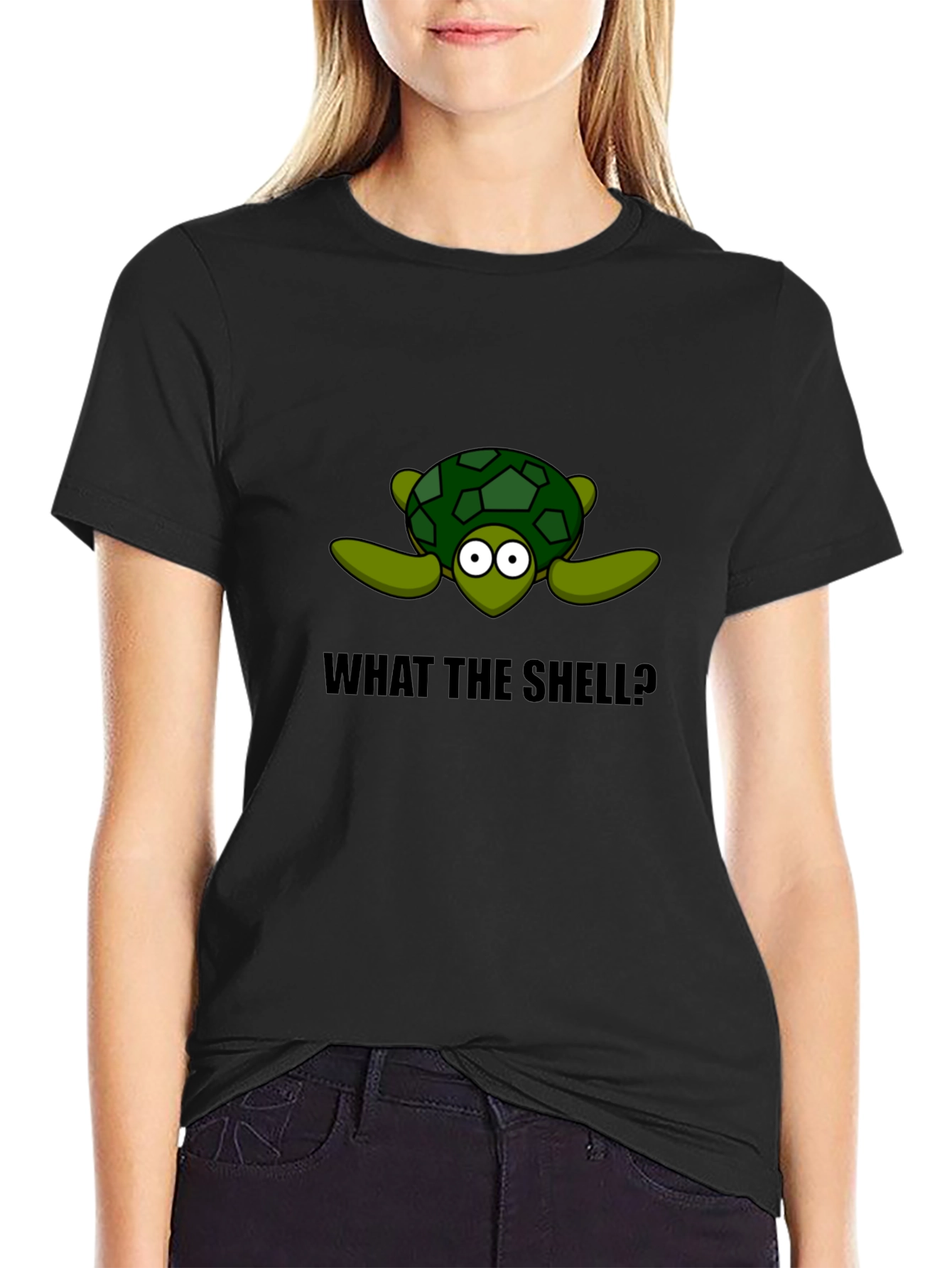 Black What the Shell? Turtle Graphic T-Shirt view 2