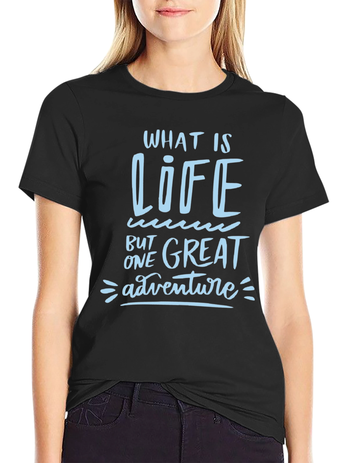 Black Life is One Great Adventure Black Graphic Tee view 2