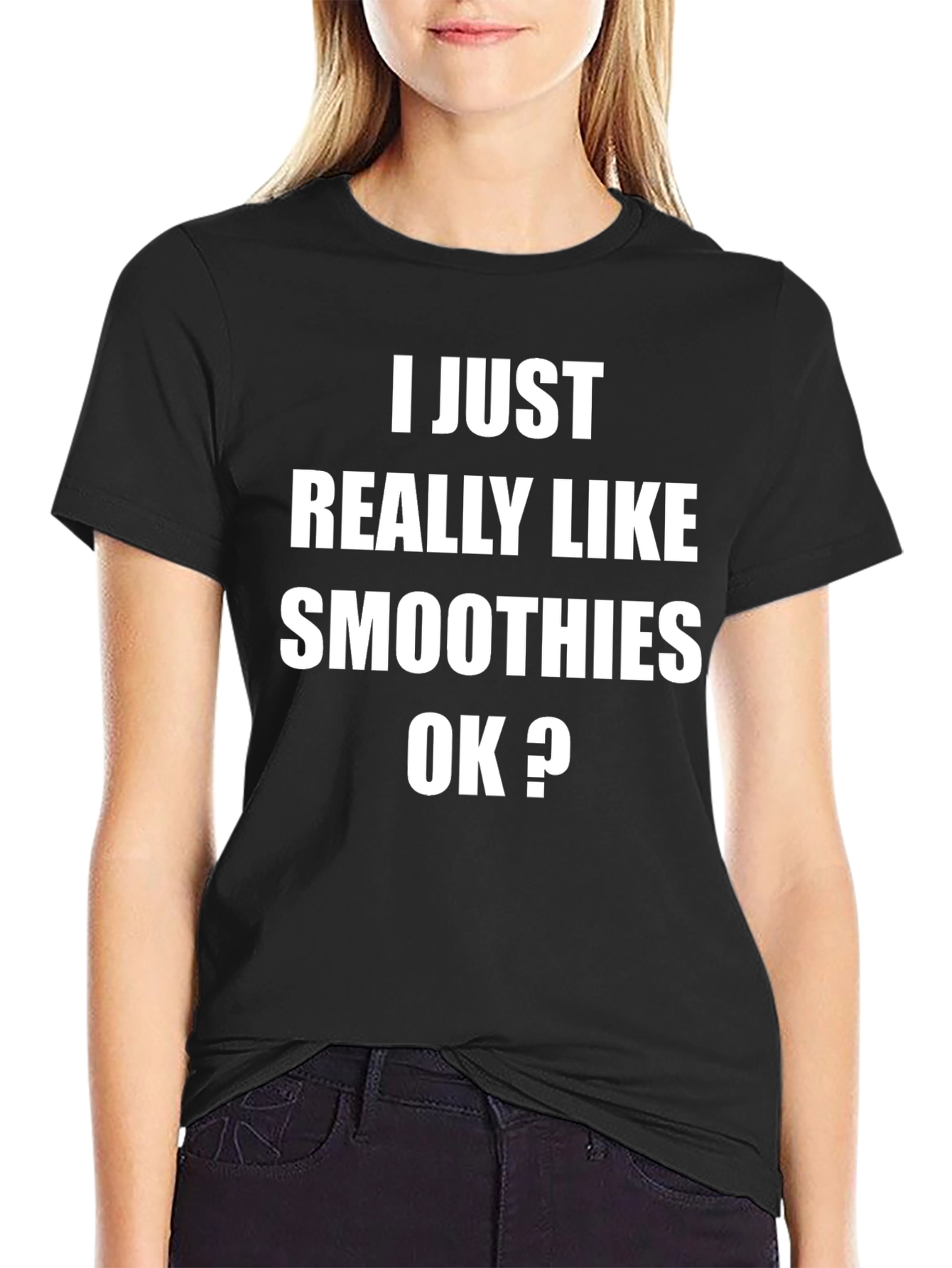 Black Smoothie Lover Graphic Tee - I Just Really Like Smoothies OK? view 2