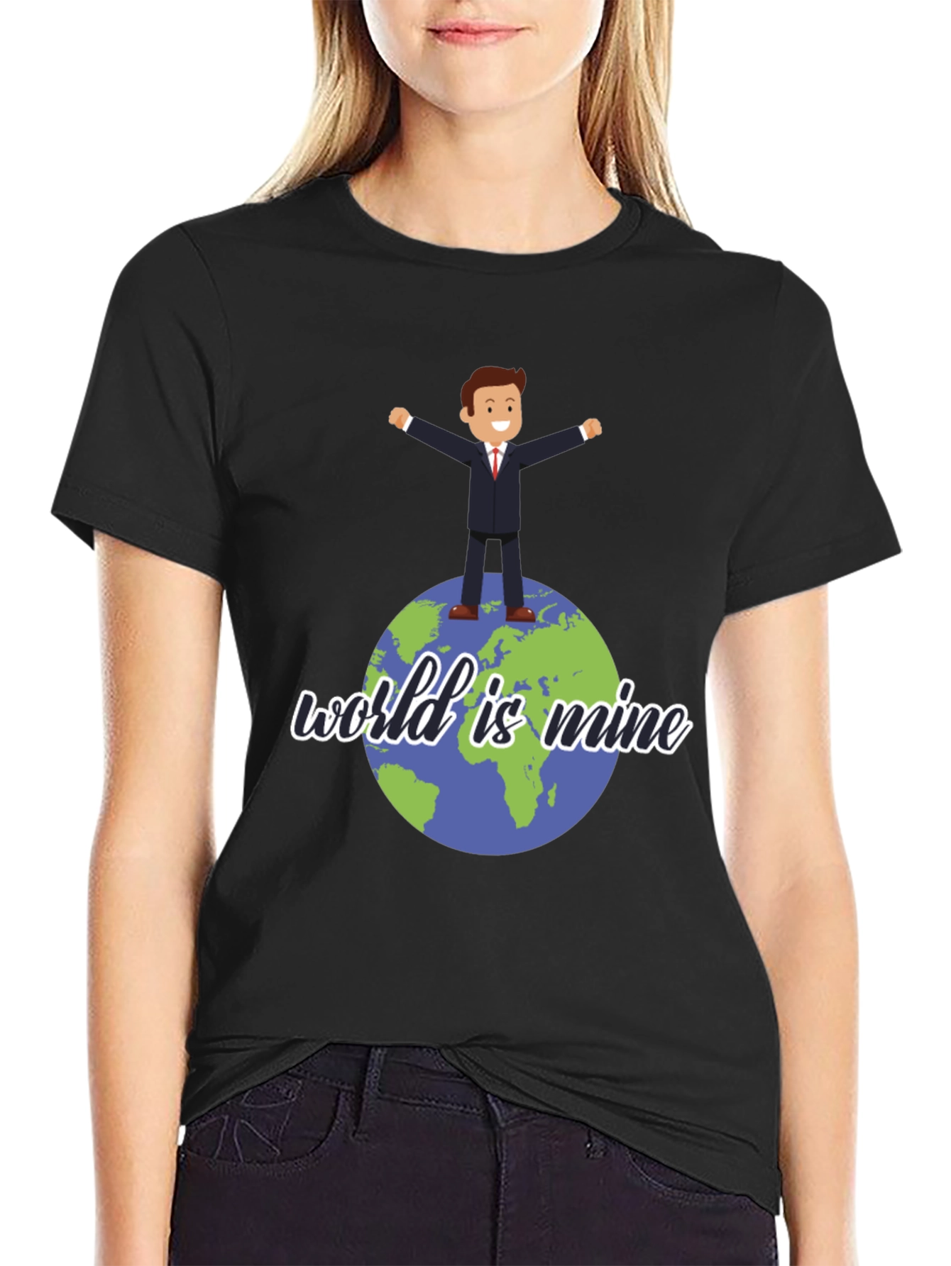 Black World is Mine Graphic Tee - Black Unisex T-Shirt view 2